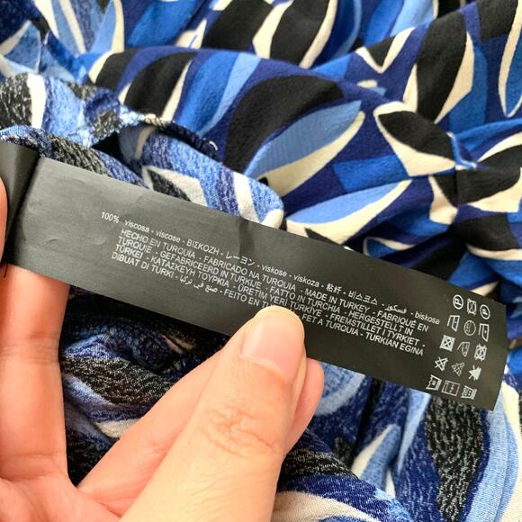 Zara Geometric PRINTED SHORT DRESS with Belt Tie in Blue - Picture 13 of 13